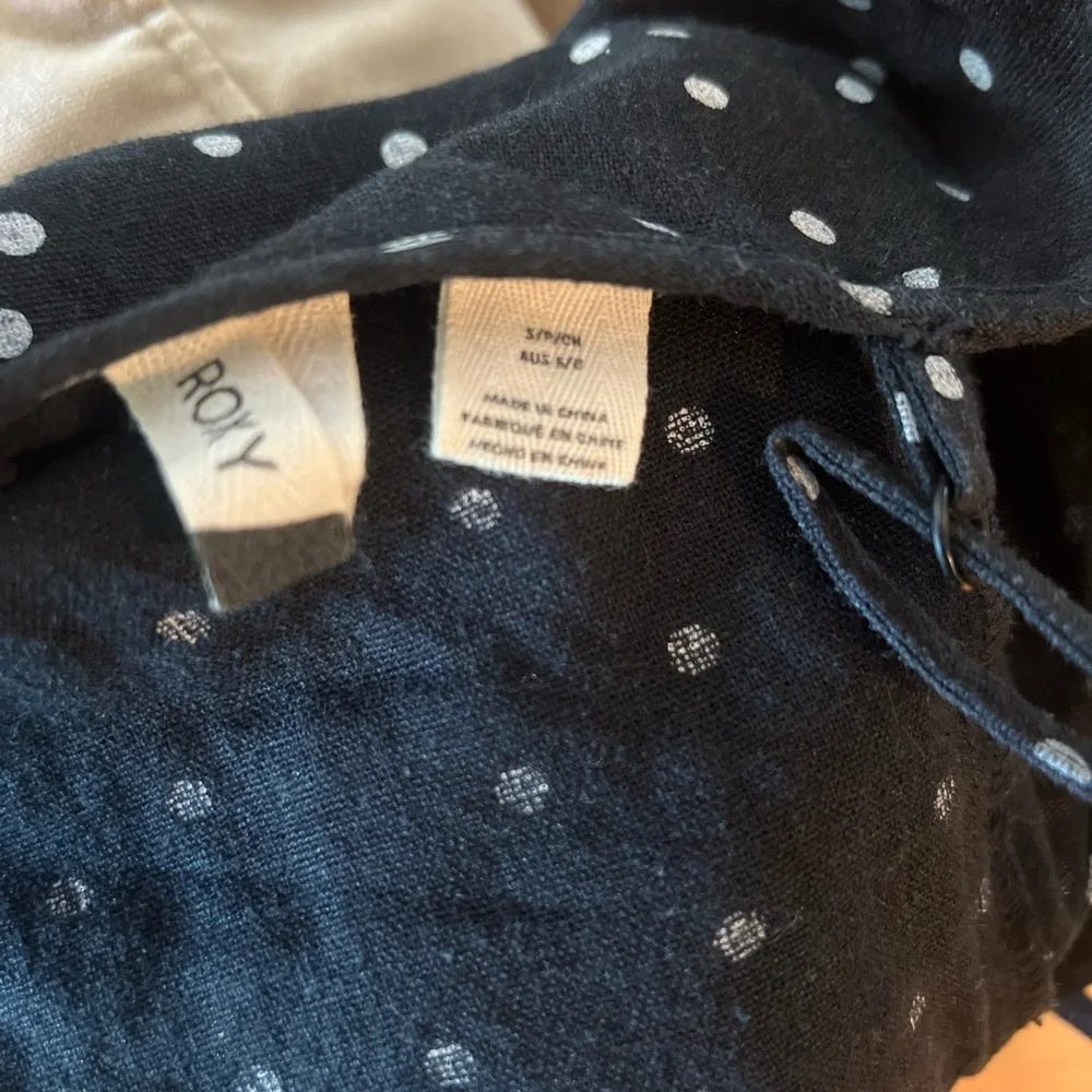 Roxy Black/White Polka Dot Cropped Wide Leg Jumpsuit Size Small